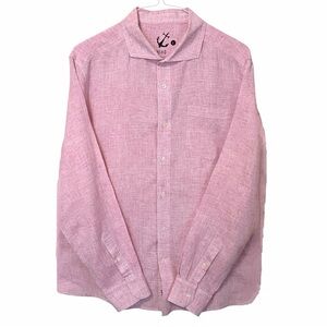 HIHO Pink Linen Long Sleeve Button-Down Shirt Men’s Large